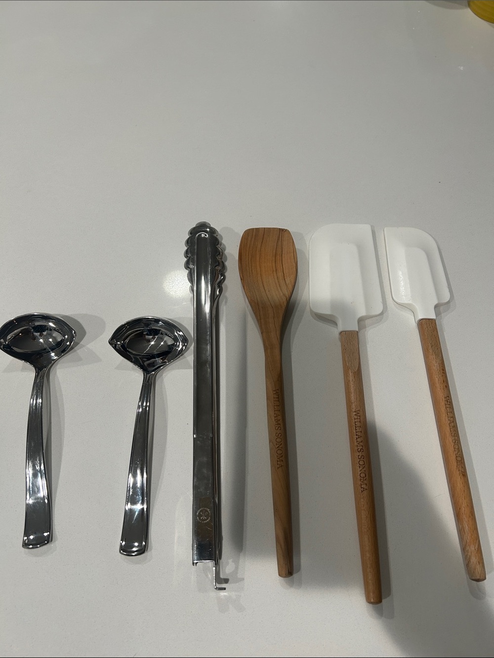 Williams Sonoma White & Natural Silicone Spatula and Wooden Spoon Set